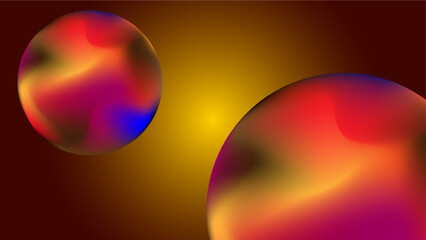An abstract digital illustration featuring a gradient sphere blending rich hues of gold, orange, deep purple, and red against a brown gradient background.The combination of warm and dark tones.