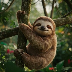 Fototapeta premium Sloth, Cute Animal Cartoon By JN