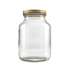 Empty glass jar isolated on white transparent background
