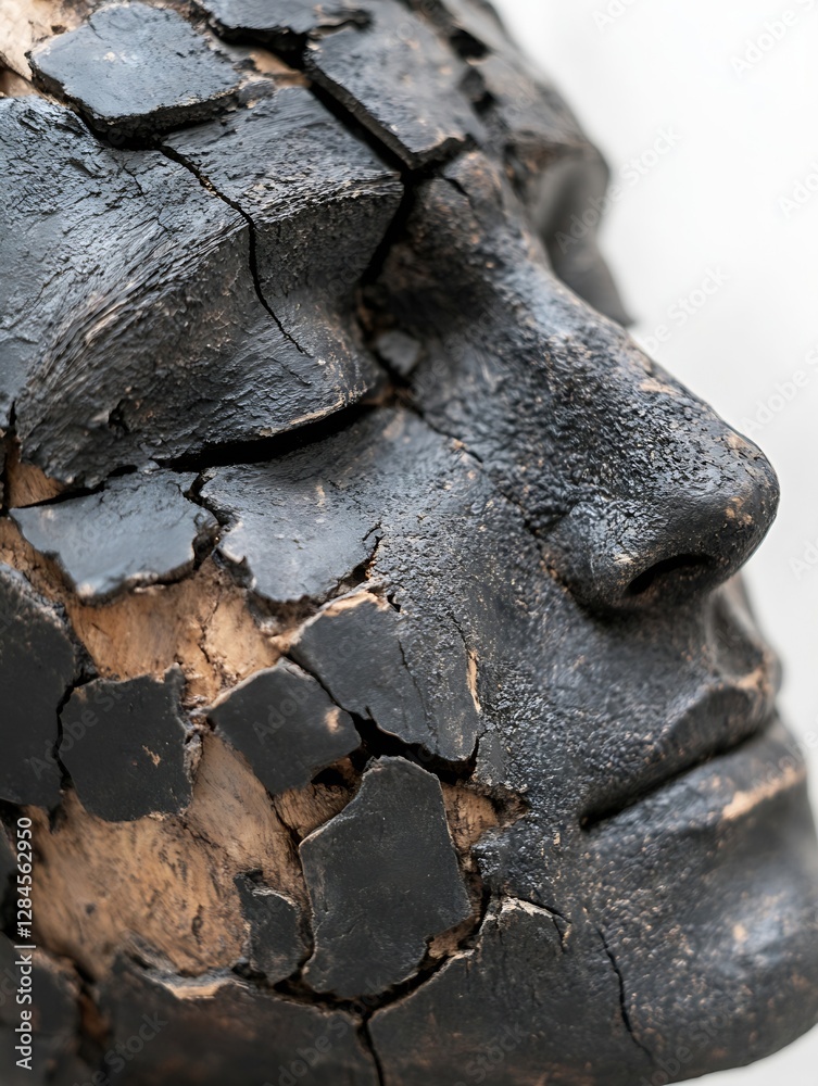 Aufkleber artistic closeup of a cracked sculpture revealing an intriguing blend of textures and forms : genera