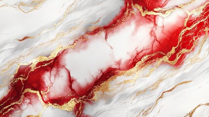 Modern Luxury Red Marble Art with Stained Surface and Ink Effect