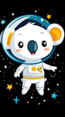 Adorable Koala Astronaut in Space Cute Cartoon Illustration