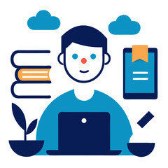 E-learning Online Course Icon Set Vector Art Illustration for Digital Education and Learning