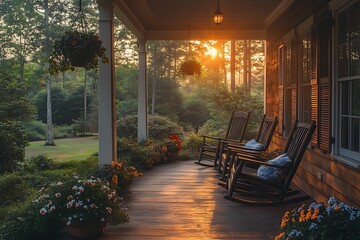 Tranquil Sunrise on a Country Porch