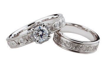 Elegant Diamond Wedding Ring Set with Celtic Knot Design. Sparkling Ring Set Displayed