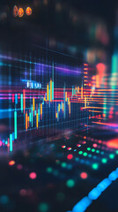 Fototapeta premium A stock market chart with candlestick charts, digital background 