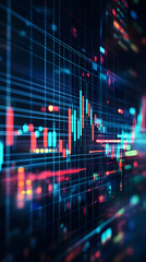 Obraz premium A stock market chart with candlestick charts, digital background 