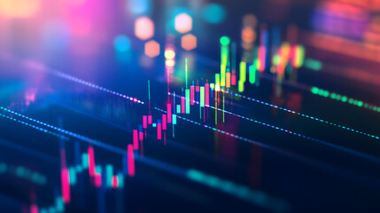 A stock market chart with candlestick charts, digital background

