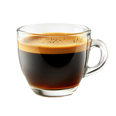 Glass cup white black coffee isolated on white transparent background