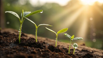 Seedlings Sprouting in Soil Symbolizing Growth and New Beginnings