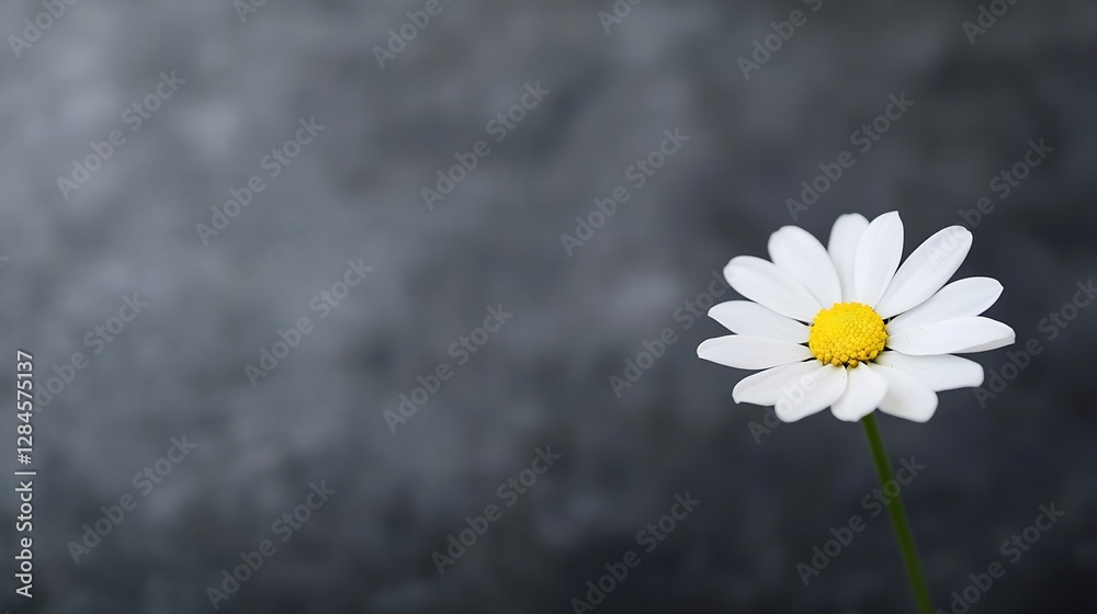 Aufkleber beautiful daisy flower with yellow center against a blurred dark background creating a captivating c