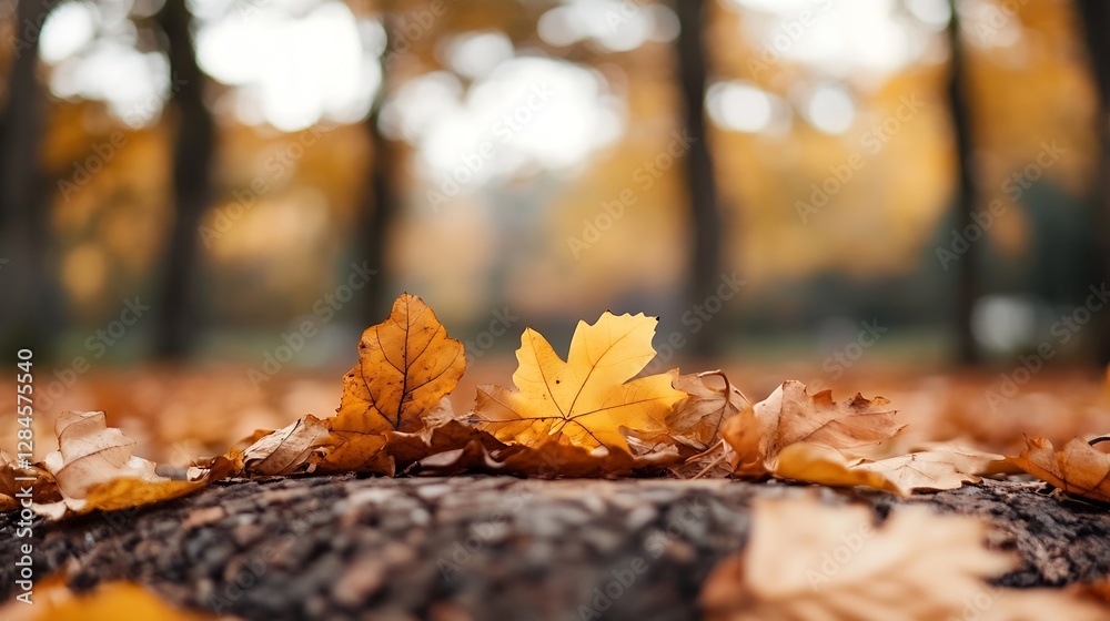 Aufkleber Closeup of vibrant autumn leaves on the ground creating a colorful rustic scene in nature : Generative AI