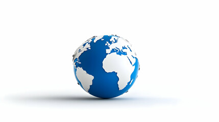 Fototapeta premium Blue and White Pixelated Earth Globe on White Background