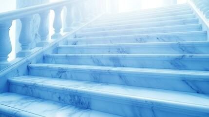 Grand marble staircase ascending, light-filled interior