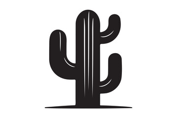 Cactus icon silhouette on white background.