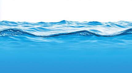 Blue water surface against white background 