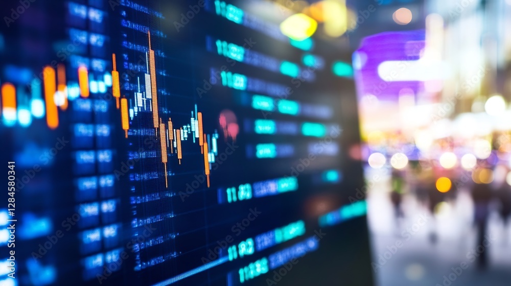 Poster dynamic stock market graph displaying financial trends and price fluctuations for day trading enthus