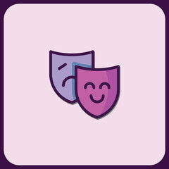 Dualistic Emotions: Happy and Sad Mask Icons