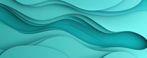 Abstract teal wave pattern with layered design and fluid curves in a modern style
