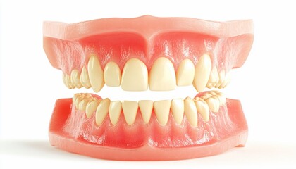 Obraz premium Full Set of Artificial Teeth Dental Model on White Background