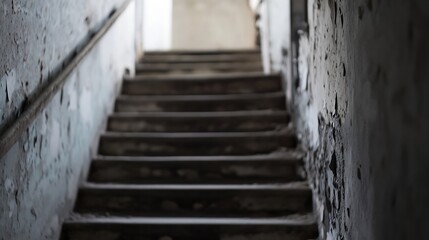 Dimly Lit Staircase with Cracked Walls Leading to Uncertainty : Generative AI