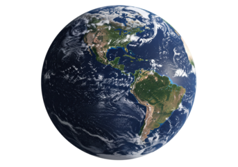 Isolated Detailed Earth Globe with Cloud Formations