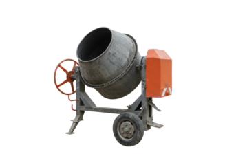 Isolated Concrete Mixer Machine with Red Wheel