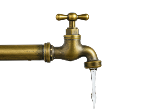 Isolated Classic Brass Water Tap