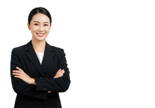 Isolated Confident Asian Businesswoman with Arms Crossed