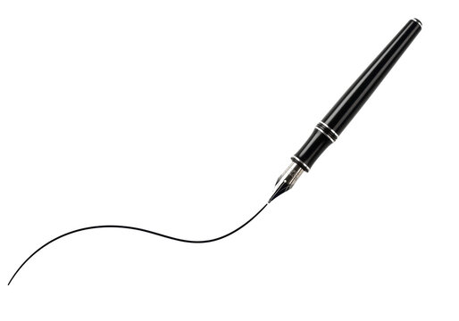 recommend clip art: Isolated Elegant Black Fountain Pen Drawing a Thin Line