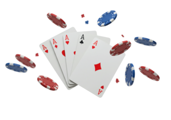 Isolated Casino Chips and Cards Floating