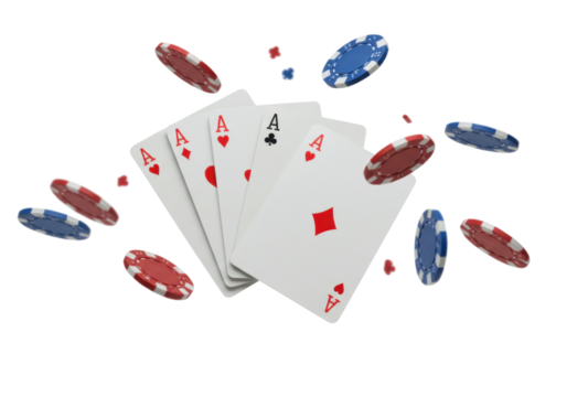 Isolated Casino Chips and Cards Floating
