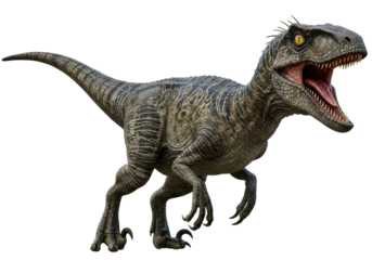 Isolated Velociraptor Standing in a Fierce Pose