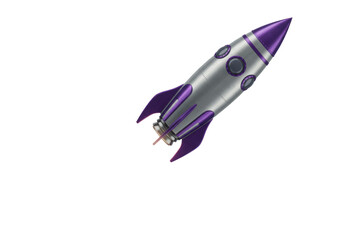 Isolated 3D Render of Retro Rocket Ship