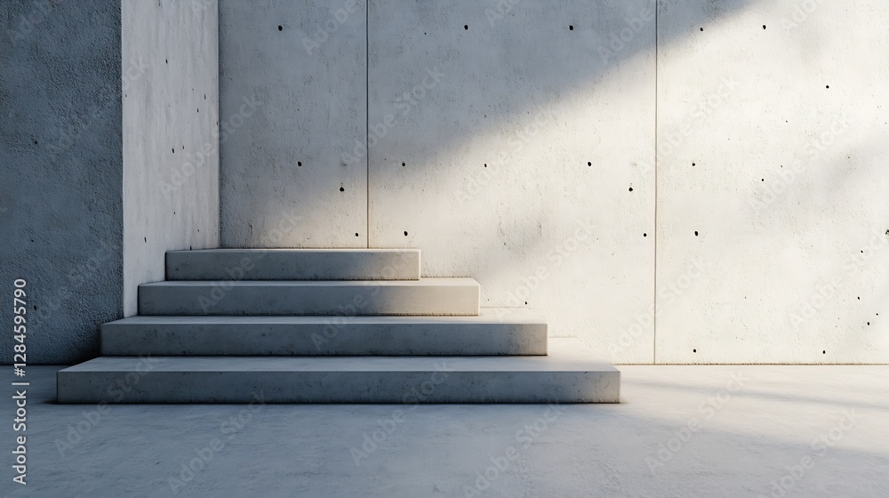 Poster modern concrete staircase with soft shadows creating a minimalist and industrial aesthetic : generat