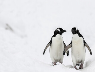 Obraz premium Adorable Penguin Couple Walking Together