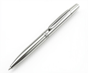 silver ballpoint pen isolated