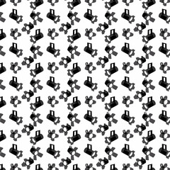 The background with black and gray stage lights is depicted in a minimalist style.
