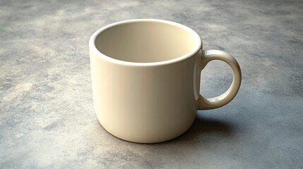 Obraz premium Off White Ceramic Mug on Grey Textured Surface