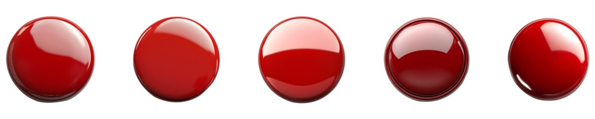 Set, Collection of Red button Isolated on Transparent Background PNG.