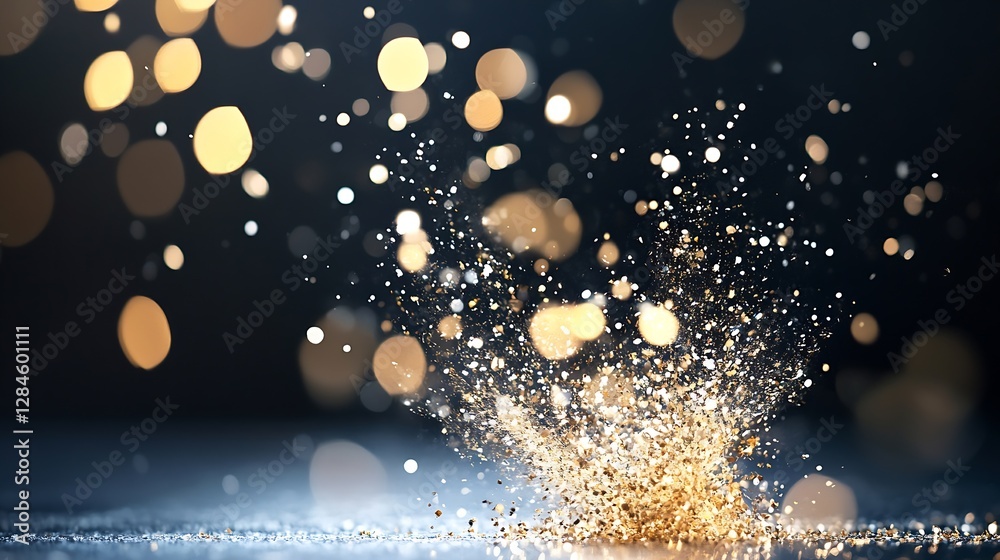 Aufkleber Captivating Splash of Gold Dust Against a Dark Background : Generative AI
