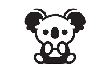 Cute koala icon silhouette illustration on white background. (2)