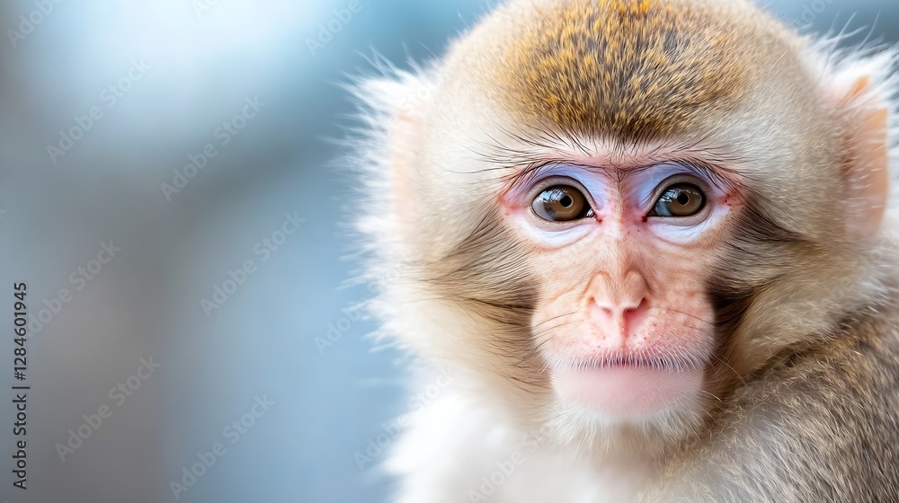 Aufkleber closeup of a curious monkey with expressive eyes and soft fur : generative ai