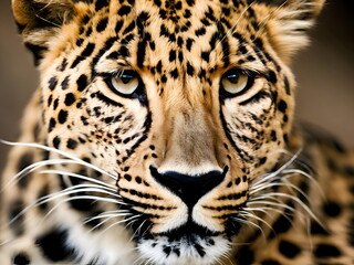 Obraz premium Close-up of a leopard's intense stare highlighting its wild animal features.