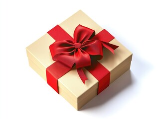 Obraz premium A shiny wrapped present with a red bow on top.