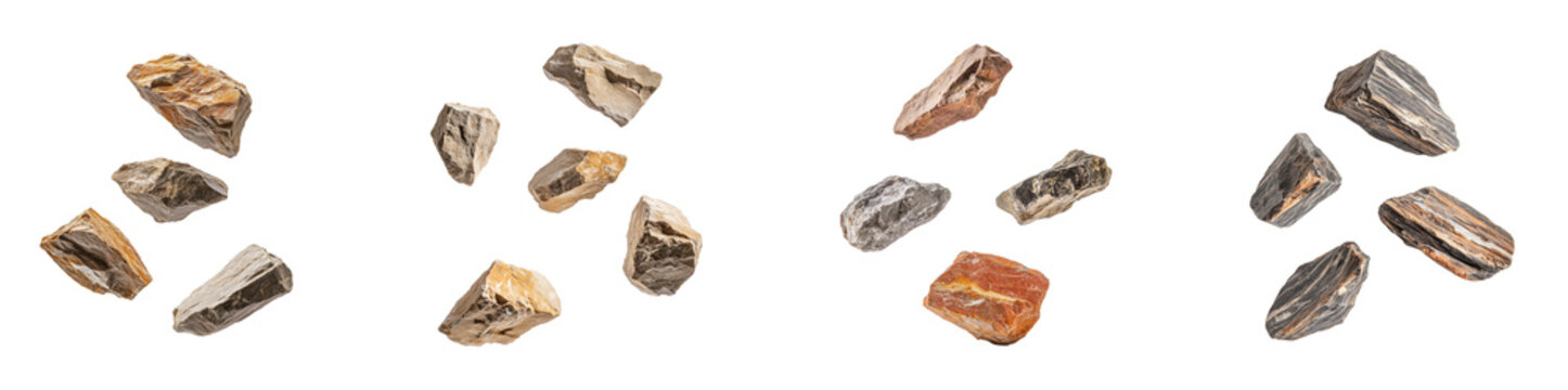 Floating Quartzite Stones isolated on transparent or white background	
 
