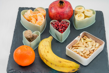 Exhibition of fruits and nuts with great vitamins