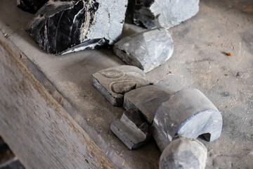 Elaboration of obsidian crafts at the Teotihuacan archaeological site.