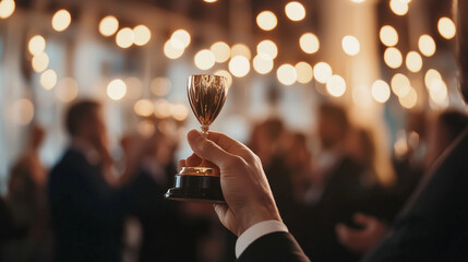 Conference award ceremony with winners receiving trophies and applause