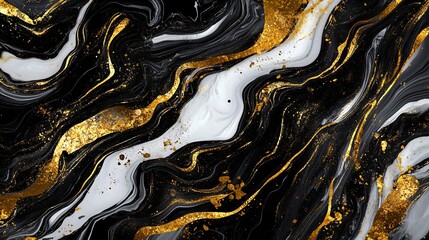 Abstract alcohol ink art on black marble with gold accents